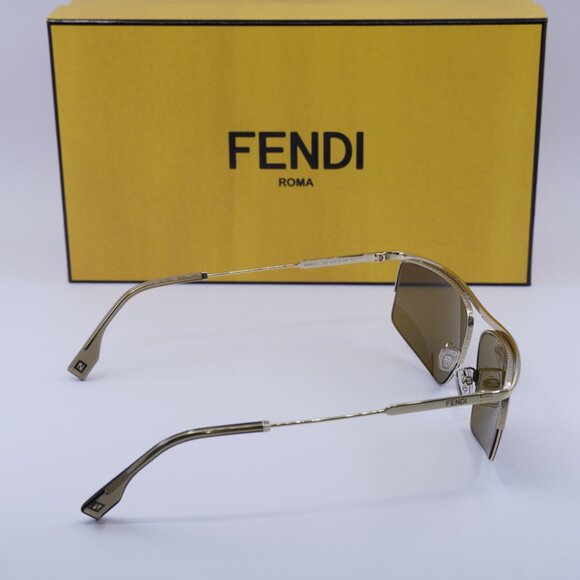 Fendi FE40141U 32E Rectangle Sunglasses - Gold/Brown - Picture 12 of 12